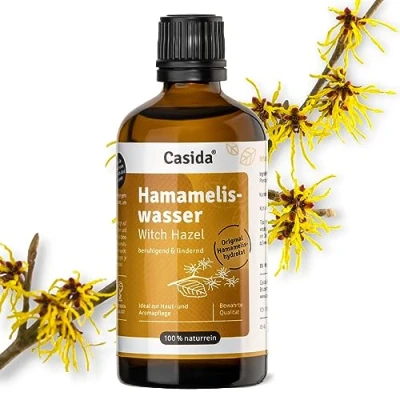 Abbildung von Casida® Hamameliswasser Witch Hazel Water Pflanzenwasser, natürliches Gesichtswasser, wirkt klärend und beruhigend bei Mischhaut 100 ml