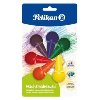 Abbildung von Pelikan 803328 Wachsmalmäuse farbig Sortiert 6er Blister, rot
