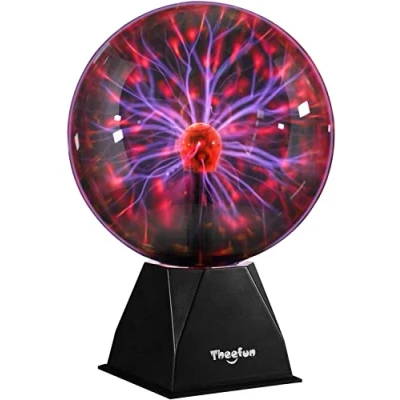Abbildung von Theefun 20cm Magische Plasmakugel, Leucht Ball Elektrostatische Kugel Berührungsempfindliche Blitzkugel, Blinkende Pädagogisches Spielzeug Plasmalampe SphäreLichteffekte, Rot