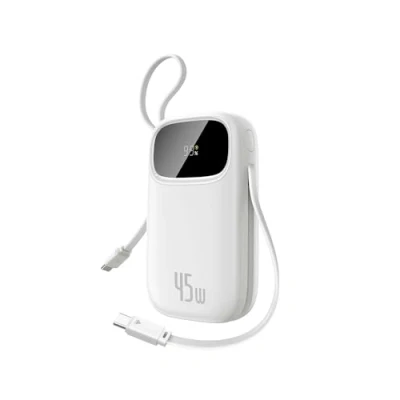 Abbildung von Baseus QPow3 Powerbank 45W 20000mAh mit 2 integriertem USB C Kabel, Power Bank PD3.0 QC4.0, 3 1 A, Externe Handyakkus für iPhone 16/15/14 Pro Max, iPad, Samsung, Weiß