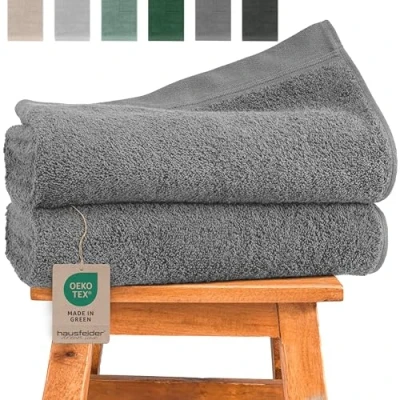 Abbildung von Hausfelder Duschtuch 70x140 Premium Badetuch 500g/m² 100% Baumwolle Duschhandtuch Handtücher Set, Ökotex Zertifiziert (70 x 140 cm Grau)