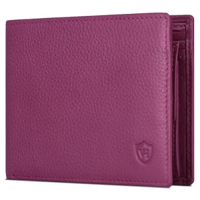 Abbildung von VON HEESEN Leder Geldbörse RFID Schutz I Echtleder Geldbeutel für Damen &amp; Herren Portemonnaie Brieftasche Wallet Portmonee (Pink)