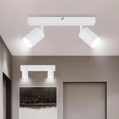 Abbildung von Ketom 2 Stück LED Deckenstrahler Weiß, Deckenlampe Flammig Schwenkbar, GU10 Küchenlampe Deckenleuchte Srahler, Modern Deckenspot Lampe für Küche, Wohnzimmer, Ohne Leuchtmittel