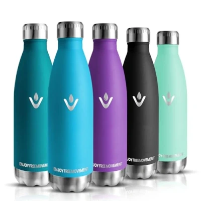 Abbildung von Trinkflasche Edelstahl, Kinder, 500ML BPA frei, Thermosflasche, Wasserflasche Edelstahl Doppelwandig, Kohlensäure Geeignet, Sport für Fitness, Fahrrad, Schule