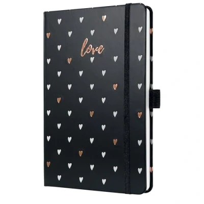Abbildung von SIGEL J5335 Wochenkalender Jolie 2025, Dark Love, ca. A5, schwarz, Hardcover, Gummiband, Stiftschlaufe, Einstecktasche, 174 Seiten, vegan, aus nachhaltigem Papier, Terminplaner