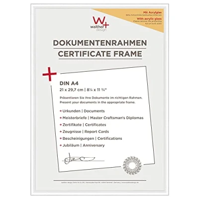 Abbildung von walther design Bilderrahmen weiss 21 x 29,7 cm (DIN A4) mit Kunstglas, New Lifestyle Kunststoffrahmen KVX130W