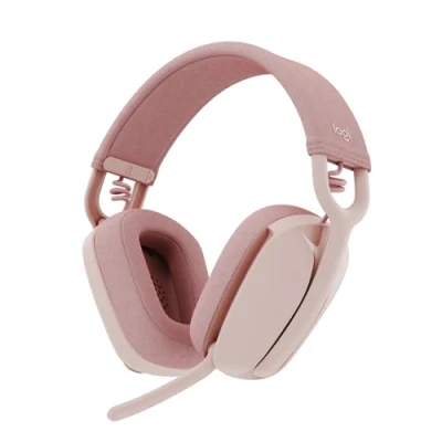 Abbildung von Logitech Zone Vibe 100 Leichte, kabellose Over Ear Kopfhörer mit geräuschunterdrückendem Mikrofon, Multipoint Bluetooth Headset, Funktioniert Teams, Google Meet, Zoom, Mac/PC Rosa