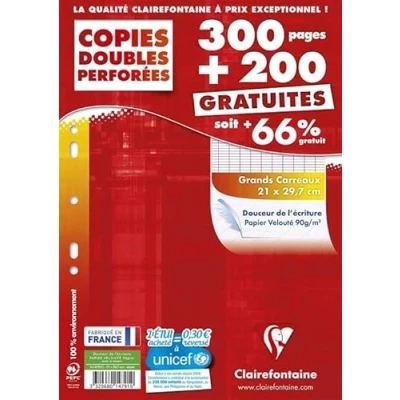 Abbildung von Clairefontaine 14791C Packung mit 250 Blatt Kanzleibögen DIN A4, 21x29,7cm, französische Lineatur, 90g, 1 Pack
