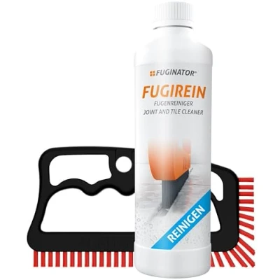 Abbildung von FUGINATOR® Fugenbürste schwarz/rot inkl. Fugenreiniger 250 ml Fugenreinigungsset Bürste zur Fugenreinigung in Bad, Küche und Haushalt