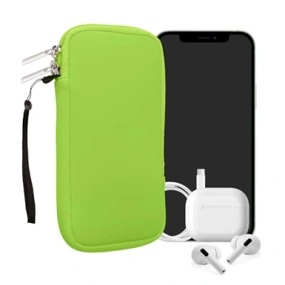 Abbildung von kwmobile Handytasche für Smartphones XL 6,7/6,8&quot; Neopren Handy Hülle Neon Grün Tasche 17,2 x 8,4 cm Innenmaße