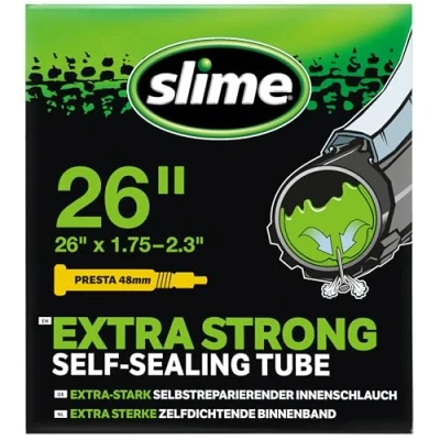 Abbildung von Slime 30060 Rad Reifenschlauch mit Dichtmittel für Einstiche, Selbstdichtend, Verhindern und Reparieren, Presta Ventil, 47/57559 mm (26&quot; x 1,752,125&quot;), Green