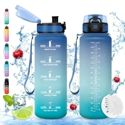 Abbildung von Vikaster große trinkflasche, 1500ml BPA frei Trinkflasche Fahrrad, Auslaufsicher, Kohlensäure Geeignet, sport für Fitness, Outdoor