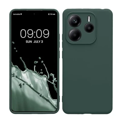 Abbildung von kwmobile Handyhülle kompatibel mit Xiaomi Redmi Note 14 5G Hülle Handy Case aus weichem Silikon in Moosgrün