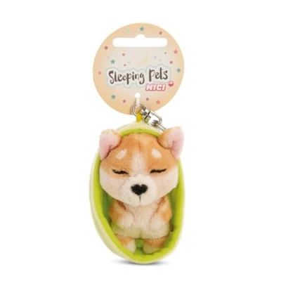 Abbildung von NICI Schlüsselanhänger Sleeping Pets Hund Welsh Corgi 8cm in Körbchen braun Treuer Begleiter für Rucksack oder Tasche, Schlüsselhalter klein und Groß 61606