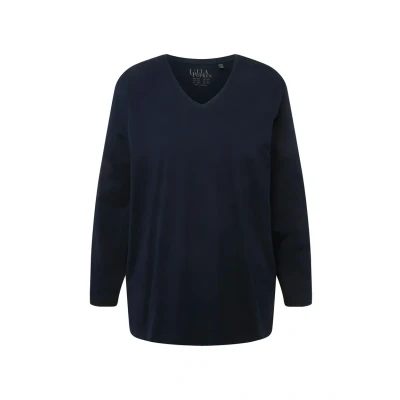 Abbildung von Ulla Popken Damen Basic v shirt, Langarmshirt, Blauschwarz, 54 56 EU