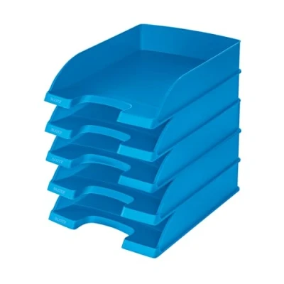 Abbildung von Leitz Briefkorb Standard A4, 5er Pack, Briefablage in Premium Qualität, Stapelbare Ablagefächer als Schreibtisch Organizer, Kombinierbar mit Plus Serie, Hellblau, 52270030