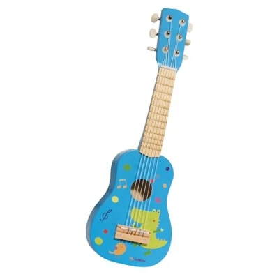 Abbildung von Eichhorn Gitarre für Kinder Blaue Kindergitarre, stimmbare Nylonsaiten, Holzspielzeug, mit Dino, Holzgitarre Jungen und Mädchen ab 3 Jahren
