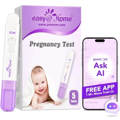 Abbildung von Easy@Home 5 x Schwangerschaftstest Frühtest Frühschwangerschaftstest: Ultra Empfindlich Pregnancy Test 10 mIU/ml Zuverlässiger Schwangerschaft mit hoher Genauigkeit HCG