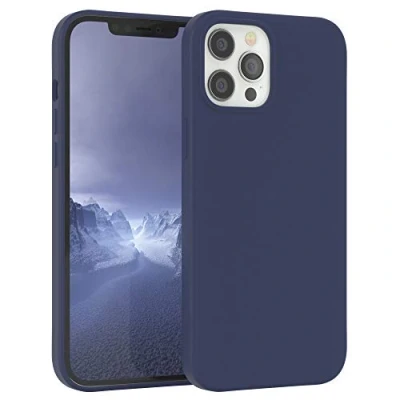 Abbildung von EAZY Case Silikon Hülle für iPhone 12 Pro Max weich stoßfeste Schutzhülle mit Kameraschutz Handyhülle Silikonhülle Dünn Premium Schutz TPU Cover Phone in Blau Dunkel