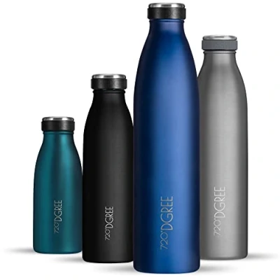 Abbildung von 720DGREE Edelstahl Trinkflasche “milkyBottle 1L BPA Frei, Auslaufsicher, Kohlensäure geeignet Thermosflasche für Sprudel, Sport, Uni, Schule, Fitness, Outdoor, Camping