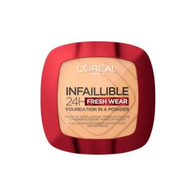 Abbildung von L&#039;Oréal Paris Wasserfestes Puder Make up mit hoher Deckkraft, Deckendes Kompaktpuder mattem Finish und 24H Halt, Infaillible Fresh Wear Foundation Powder, Nr. 245 Golden Honey, 1 x 9 g