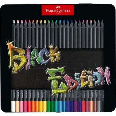 Abbildung von FABER CASTELL 116425 Buntstifte Blackwood, Black Edition, 24er Metalletui