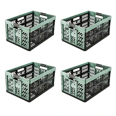 Abbildung von keeeper 4x Stabile Profi Klappboxen mit Soft Touch Griffen, 45 l, Ben, Nordic Green (Grün)