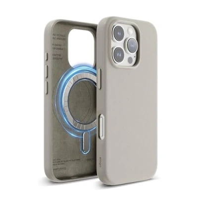 Abbildung von elago Magnetisch Leder Hülle Kompatibel mit iPhone 16 Pro 6,3 Zoll, Allen MagSafe Zubehör, Eingebaute Magnete, Veganes Leder, Stöße, Wasserfest (Hellgrau)