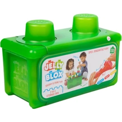 Abbildung von GOLIATH Jelly Blox Stash &amp; Stack (2 in1 Aufbewahrungskoffer), Bauspielzeug ab 2 Jahren, mit 30 Sensorische Bausteine, Konstruktion Spielzeug für Kinder