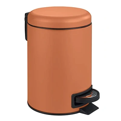 Abbildung von WENKO Treteimer Mod. Leman, 3 Liter, mit herausnehmbarem Einsatz, aus lackiertem Stahl, 17 x 25 22,5 cm, Terracotta