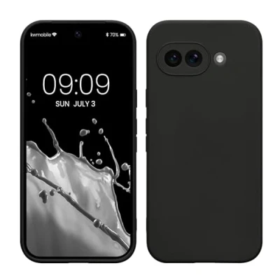 Abbildung von kwmobile Handyhülle kompatibel mit Google Pixel 9a Hülle Handy Case aus weichem Silikon in Schwarz matt
