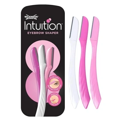 Abbildung von WILKINSON SWORD Intuition Augenbrauenformer für Frauen Gesichtshaarentferner und trimmer Peeling Dermaplaning Tool Packung mit 3 Einwegrasierern