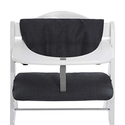 Abbildung von hauck Sitzkissen Kompatibel mit Alpha+, Beta+ und Arketa Holzhochstuhl Highchair Pad Deluxe, Einfache Befestigung Klettverschluss, Maschinenwaschbar (Melange Charcoal)