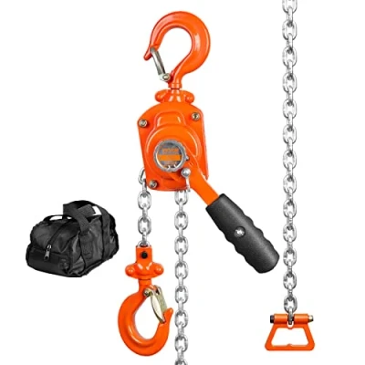 Abbildung von VEVOR Mini Hebelzug 0,5T Tragfähigkeit Kettenzug 260N Zugkraft Flaschenzug 2,80m Hubhöhe Ratschenzug Hebezug aus Stahl G80 Kette Weston Doppelklinkenbremse 360 drehbarer Haken Handkettenzug