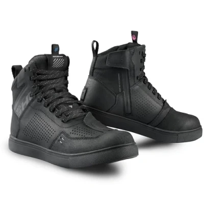 Abbildung von SHIMA REBEL 2.0 Motorrad Schuhe Herren Leder Wasserdicht Motorradstiefel Protektoren Sneaker Rutschfeste Sohle Knöchelstütze Seitlicher Reißverschluss Bikerboots (Frauen, Schwarz, 38)