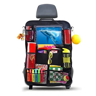 Abbildung von AiQInu Auto Rückenlehnenschutz und Organizer,Wasserdicht Pflegeleicht Oxford Tuch Autositz Organizer, Rücksitz Organizer mit Viel Stauraum,Auto für Kinder (1 Stück)