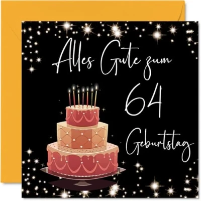 Abbildung von 64. Geburtstagskarte für Frauen Elegant Stilvoll Alles Gute zum Geburtstagskarten 64 Jährige Frau Mama Oma Tante, 145mm Vierundsechzig Vierundsechzigster Geburtstag Grußkarten