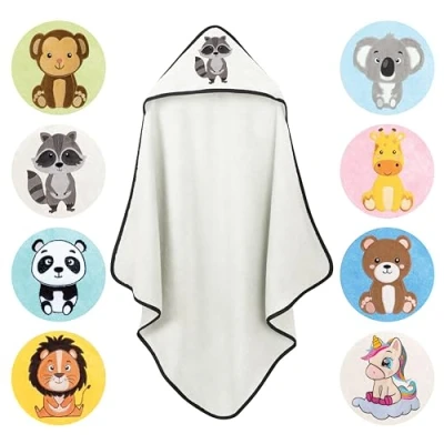 Abbildung von LAYNENBURG Premium Kapuzenhandtuch Baby Badehandtuch aus 100% Baumwolle Oeko TEX Handtuch mit Kapuze für Neugeborene &amp; Kinder Badetuch, Babyhandtuch Mädchen, Jungen (Waschbär 80 x 80cm)
