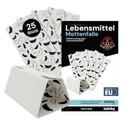 Abbildung von Novokill Lebensmittelmotten Falle 25er Vorteilspack Giftfreie Pheromonfalle gegen Klebefalle Küche Langzeitwirkung 3 Monate Zur Befallsermittlung Sicher für Haustiere