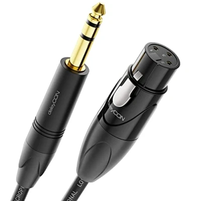 Abbildung von deleyCON 5m XLR auf 6,35mm Klinke Stereo Mikrofonkabel Audio Adapter Kabel AUX Studio Qualität aus reinem OFC Kupfer (AWG24) Buchse Stecker Metallverriegelung
