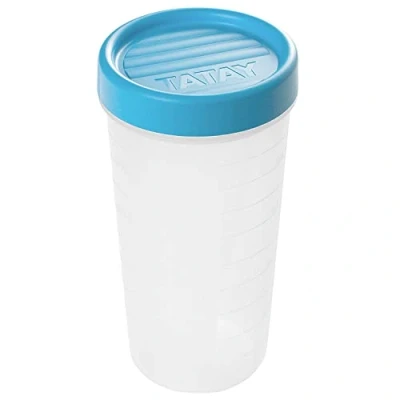 Abbildung von Tatay Frischhaltedose, Airtight, 0,6L Kapazität, Schraubdeckel, BPA frei, Geeignet Mikrowelle und Spülmaschine, Blau. Maße: 8,5 x 16,5 cm