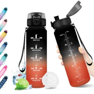 Abbildung von KollyKolla Trinkflasche Sport Kinder 500ml,Trinkflasche Kohlensäure Geeignet, Auslaufsicher, Wasserflasche mit Zeitmarkierungen, Water Bottle für Kinder, Schule, Fahrrad, Sport, Maedchen, Junge