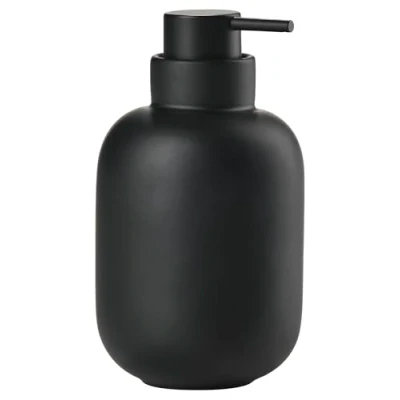 Abbildung von Zone Denmark Sensu Seifenspender für Flüssigseife, Pumpspender fürs Bad, Steingut/Keramik, Skandinavisch im Design, 300 ml, Höhe 13 cm, Schwarz
