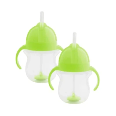 Abbildung von Munchkin Click Lock Tip &amp; Sip Strohhalmbecher Set Trinklernbecher Mit Strohhalm für Babys Kleinkinder BPA frei Auslaufsicher Gewichtstrohhalm 2er Pack Grün