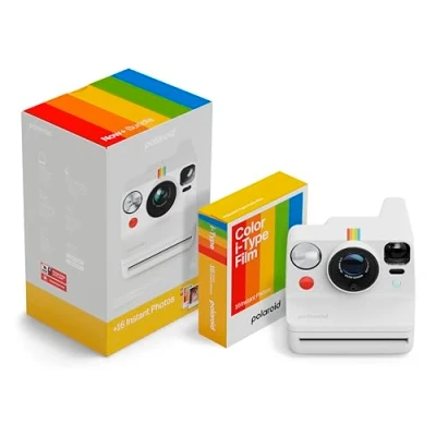 Abbildung von Polaroid Now+ Gen 3 Sofortbildkamera mit Bluetooth Verbindung Bundle Kamera + Farbfilm (16 Fotos) Weiß (6563)