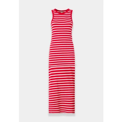 Abbildung von Tommy Hilfiger SLIM MIDI Dress Jerseykleid, Damen, Größe: Medium, Primary red/ecru