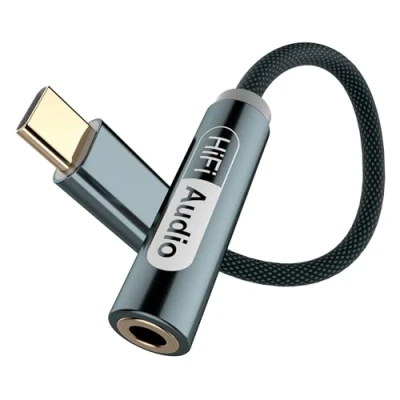 Abbildung von YISH Adapter USB C auf Klinke：USB Kopfhörer mit DAC Chip, USBC Klinke 3.5 Nylon Kompatibel iPhone 16/15 Pro Max Samsung Galaxy S25/S24/S23 iPad Google Pixel 8/7
