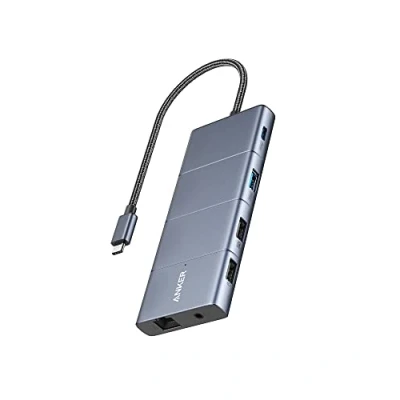 Abbildung von Anker 565 11 in 1 USB C Hub, Docking Station mit 10 Gbps &amp; A Datenports, 4K HDMI, DisplayPort, 100W PD, 2 2.0 Daten, Ethernet, AUX, microSD SD, Für MacBook Pro und mehr