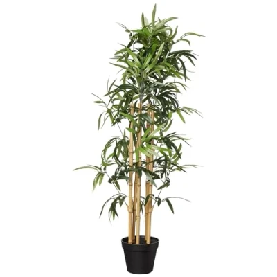 Abbildung von Amazon Basics künstliche Bambus pflanze mit Kunststoff Blumentopf, 100 cm, Grün