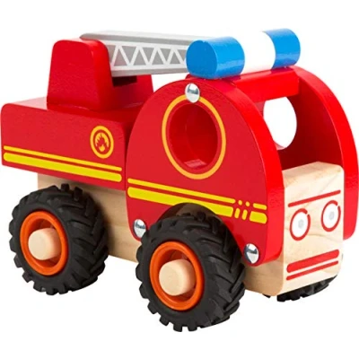 Abbildung von small foot Feuerwehrfahrzeug aus Holz, gut greifbar, mit gummierten, bodenschonenden Rädern, ab 18 Monaten, 11075